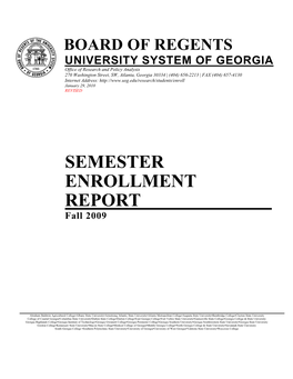 SEMESTER ENROLLMENT REPORT Fall 2009