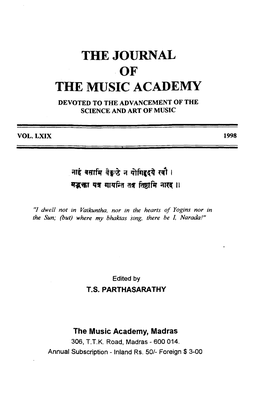 The Journal of the Music Academy Devoted to the Advancement of the Science and Art of Music