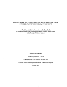 Indigenous and Non-Indigenous Activism in the Company of Young Canadians, 1966-1970