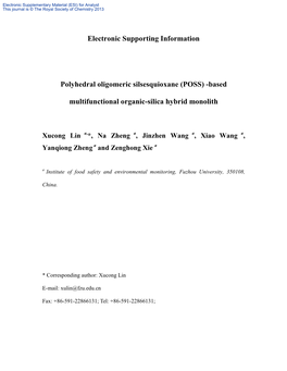 Electronic Supporting Information Polyhedral Oligomeric