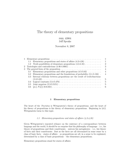 Wittgenstein's Theory of Elementary Propositions