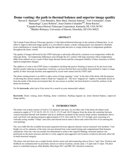 Dome Venting: the Path to Thermal Balance and Superior Image Quality Steven E