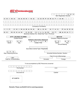 4 4 3 SEC Registration Number CHINABANKINGCORPORATI ON