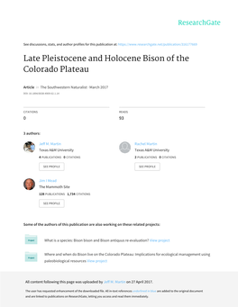 Late Pleistocene and Holocene Bison of the Colorado Plateau