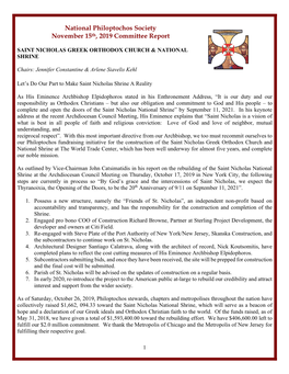 Saint Nicholas Greek Orthodox Church and National Shrine at the World Trade Center, Which Has Been Well Underway for Almost Five Years, and Complete Our Noble Mission