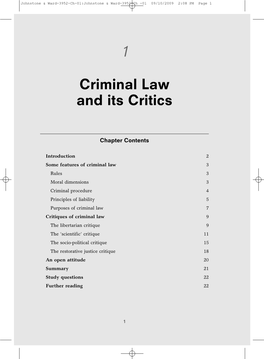 Criminal Law and Its Critics