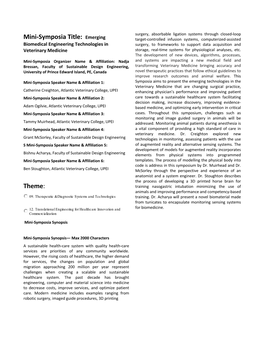 Emerging Biomedical Engineering Technologies in Veterinary Medicine