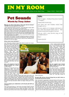 IN MY ROOM Feuille D'information Consacrée À Brian Wilson Et Aux Beach Boys Issue # HS 2 – March 2007
