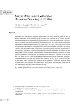 Analysis of the Touristic Valorization of Maksimir Park in Zagreb (Croatia)