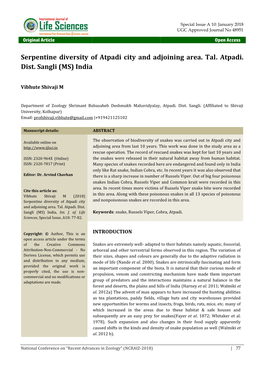 Serpentine Diversity of Atpadi City and Adjoining Area. Tal. Atpadi. Dist