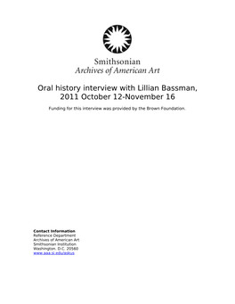 Oral History Interview with Lillian Bassman, 2011 October 12-November 16