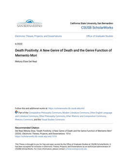 Death Positivity: a New Genre of Death and the Genre Function of Memento Mori