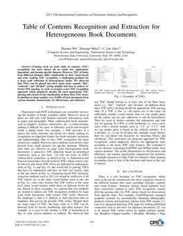 Table of Contents Recognition and Extraction for Heterogeneous Book Documents