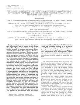 The Lessonia Nigrescens Species Complex (Laminariales, Phaeophyceae) Shows Strict Parapatry and Complete Reproductive Isolation in a Secondary Contact Zone1