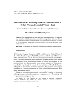 Mathematical 3D Modelling and Real-Time Simulation of Tesla's