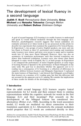 The Development of Lexical Fluency in a Second Language Judith F