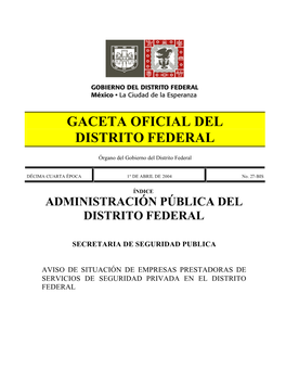 Gaceta Oficial Del Distrito Federal