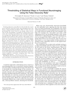 Thresholding of Statistical Maps in Functional Neuroimaging Using the False Discovery Rate1