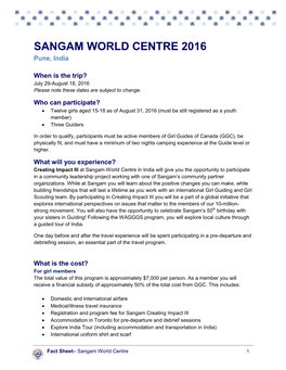 SANGAM WORLD CENTRE 2016 Pune, India