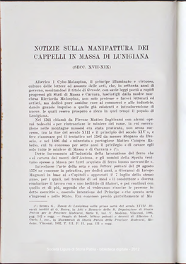 Notizie Sulla Manifattura Dei Cappelli in Massa Di Lunigiana