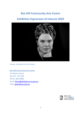 Box Hill Community Arts Centre Exhibition Expression of Interest 2020