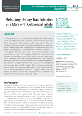 Refractory Urinary Tract Infection in a Male with Colovesical Fistula