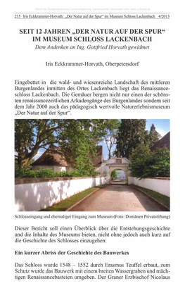 Im Museum Schloss Lackenbach 4/2013