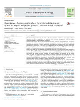 Quantitative Ethnobotanical Study of the Medicinal Plants Used by the Ati Negrito Indigenous Group in Guimaras Island, Philippines