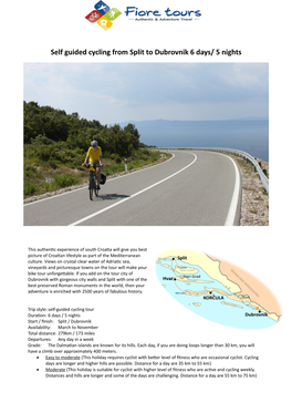 Self Guided Cycling from Split to Dubrovnik 6 Days/ 5 Nights