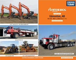 Edmonton, AB Oct 28 – Nov 1, 2019 (Mon–Fri) Unreserved Public Auction