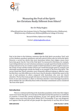 Measuring the Fruit of the Spirit: Are Christians Really Different from Others?