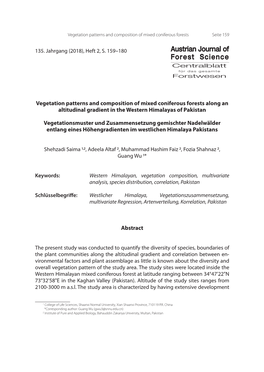 Vegetation Patterns and Composition of Mixed Coniferous Forests Along an Altitudinal Gradient in the Western Himalayas of Pakistan