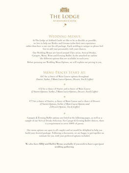 Wedding Menus Menu Prices Start