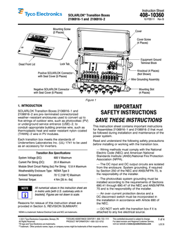 SOLARLOK Transition Boxes 2106916-1 and 2106916-2