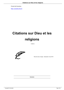 Citations Sur Dieu Et Les Religions