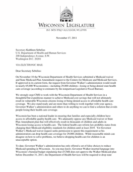 Dem HHS Waiver Letter – 11.17.2011