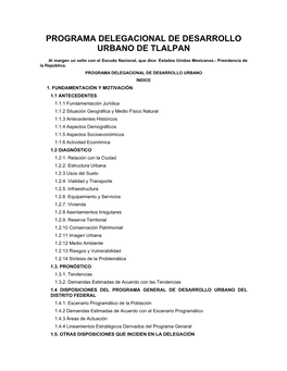 Programa Delegacional De Desarrollo Urbano De Tlalpan