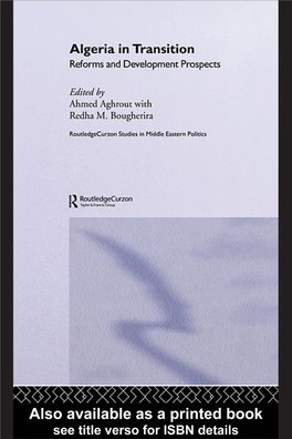 Algeria in Transition Routledgecurzon Studies in Middle Eastern Politics