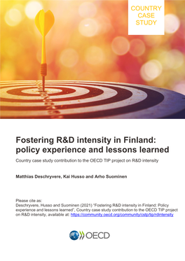 R&D Intensity Targets in the Finnish Innovation Policy Context