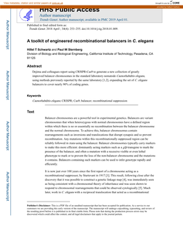 A Toolkit of Engineered Recombinational Balancers in C