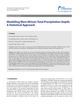 Modelling West African Total Precipitation Depth: a Statistical Approach
