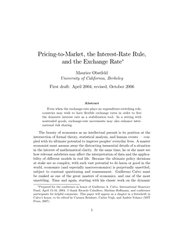 Pricing$To$Market, the Interest$Rate Rule, and the Exchange Rate