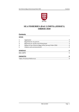 Sea Fisheries (Bag Limits) (Jersey) Order 2020 Contents