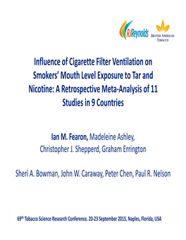 Influence of Cigarette Filter Ventilation on Smokers' Mouth