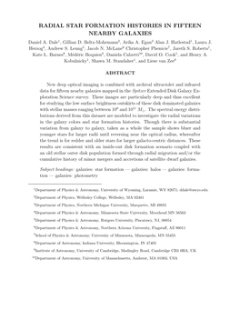 RADIAL STAR FORMATION HISTORIES in FIFTEEN NEARBY GALAXIES Daniel A