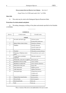 Endangered Species Protection Ordinance