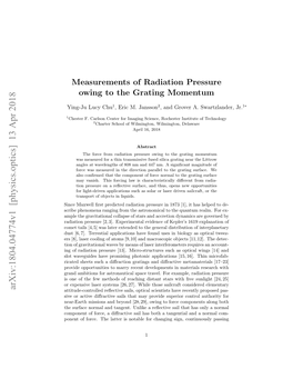 Measurements of Radiation Pressure Owing to the Grating Momentum