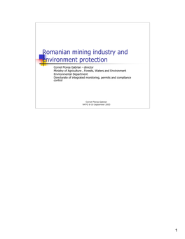 Romanian Mining Industry and Environment Protection