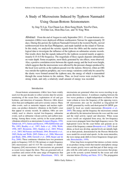 A Study of Microseisms Induced by Typhoon Nanmadol Using Ocean