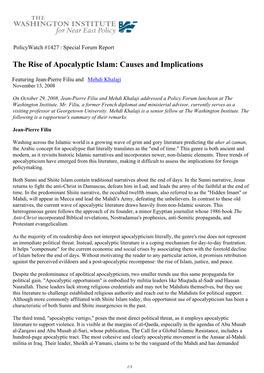 The Rise of Apocalyptic Islam: Causes and Implications